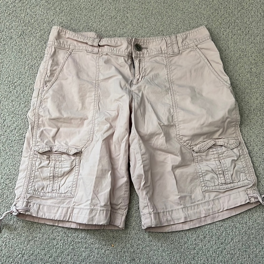 LOFT Sz 2 distressed pink‎ utility cargo cotton shorts